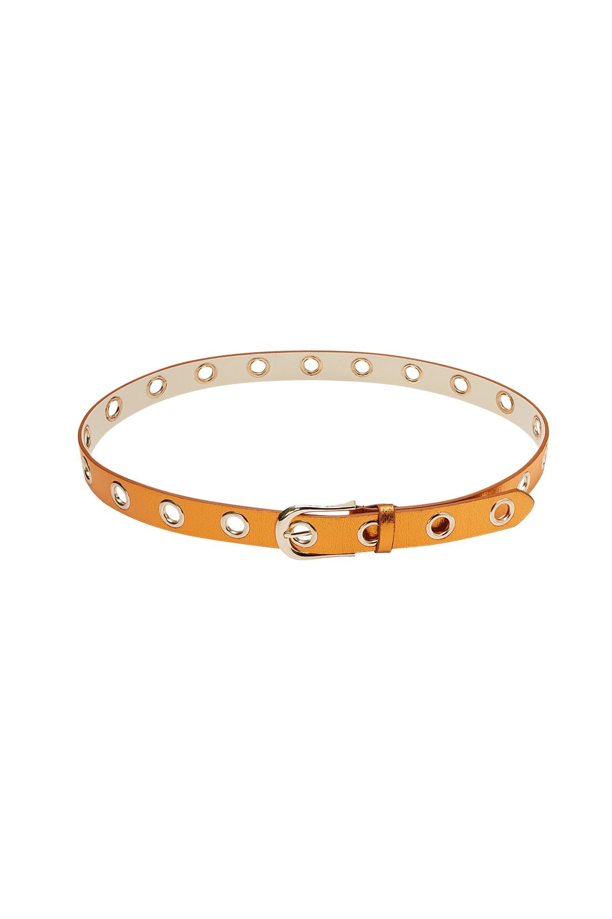 Metallic belt with gold rings Orange PU 90 h5 